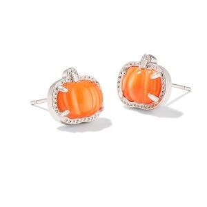 NWT Kendra Scott Orange Pumpkin Stud Earrings Silver